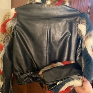 Faux fur leather jacket